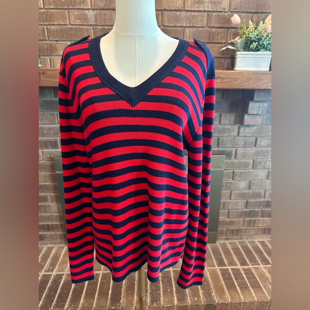 Lauren Jeans Co. Ralph Lauren XL Striped Phoenix V-Neck Sweater